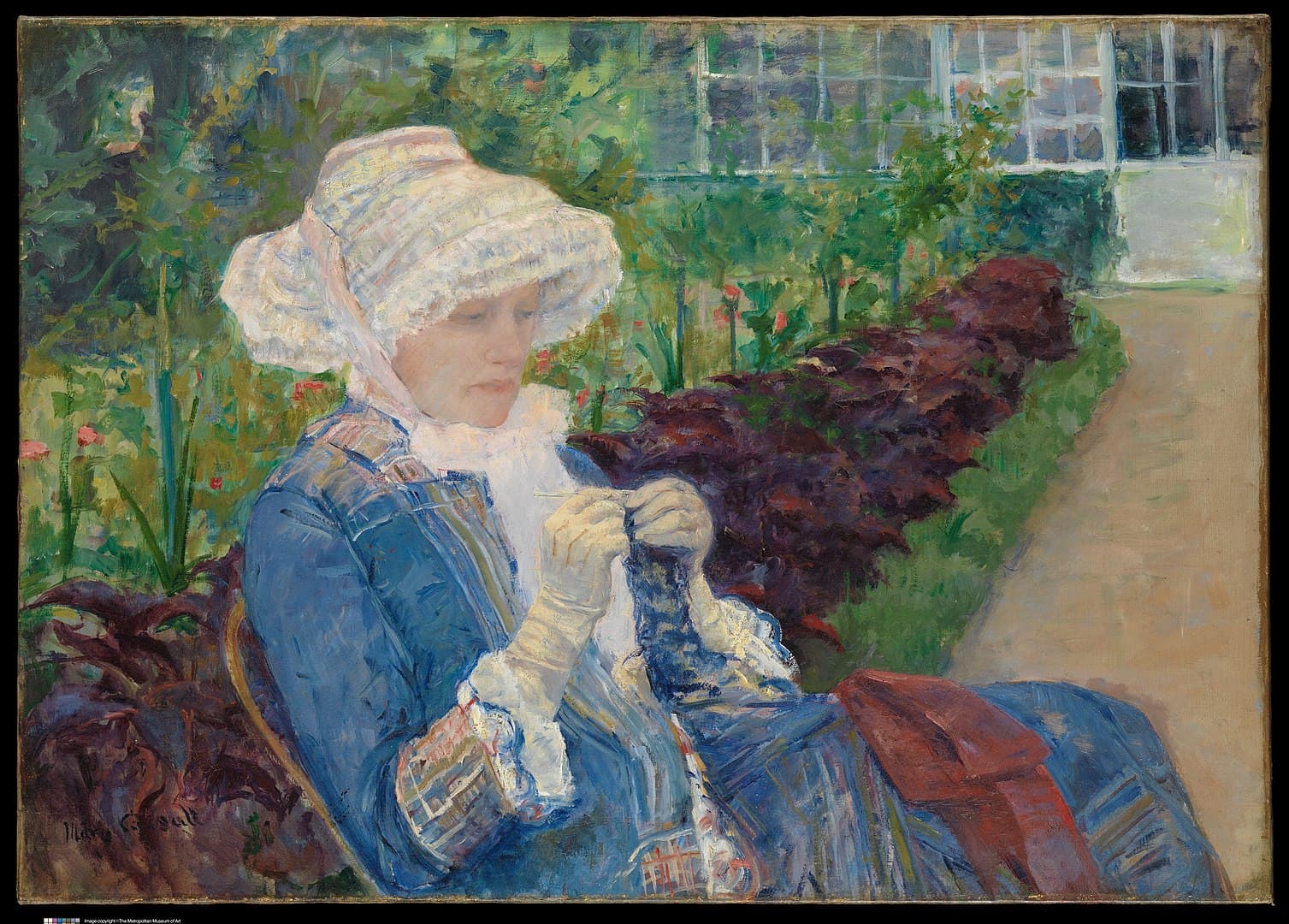 Lydia Crocheting in the Garden at Marly