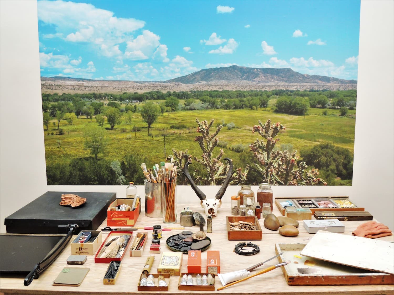 Painting materials as displayed at the Georgia O'Keeffe Museum in Santa Fe, New Mexico