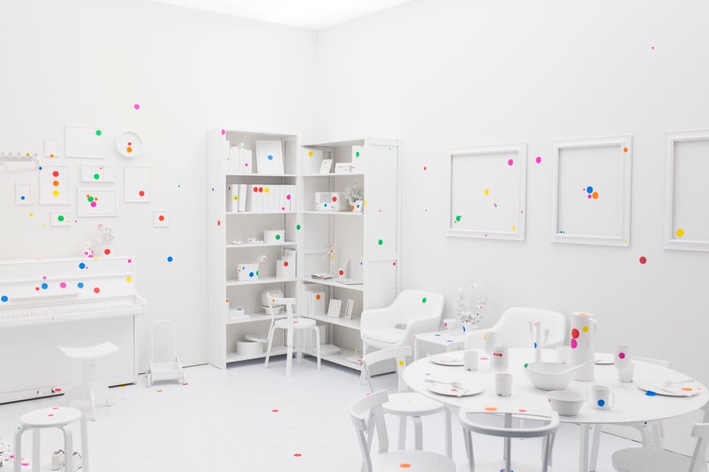 Yayoi Kusama's Obliteration Room (2015) was inspired by the earlier Infinity Mirror Room